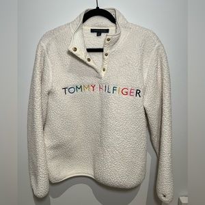 Tommy Hilfiger Women's Sherpa Jacket (SNAP ON with RAINBOW Logo)
